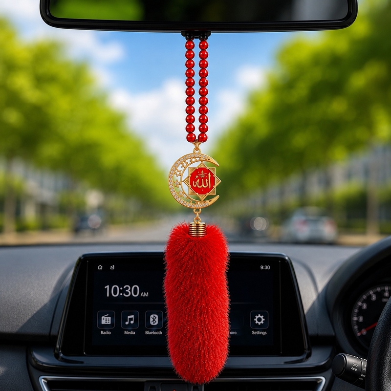 Allah Calligraphy Car Hanging Ornament – Islamic Rearview Mirror Decoration
