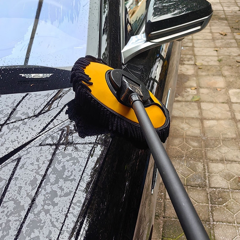 Long Handle Car Wash Mop – 360° Bendable Telescopic Microfiber Cleaning Brush