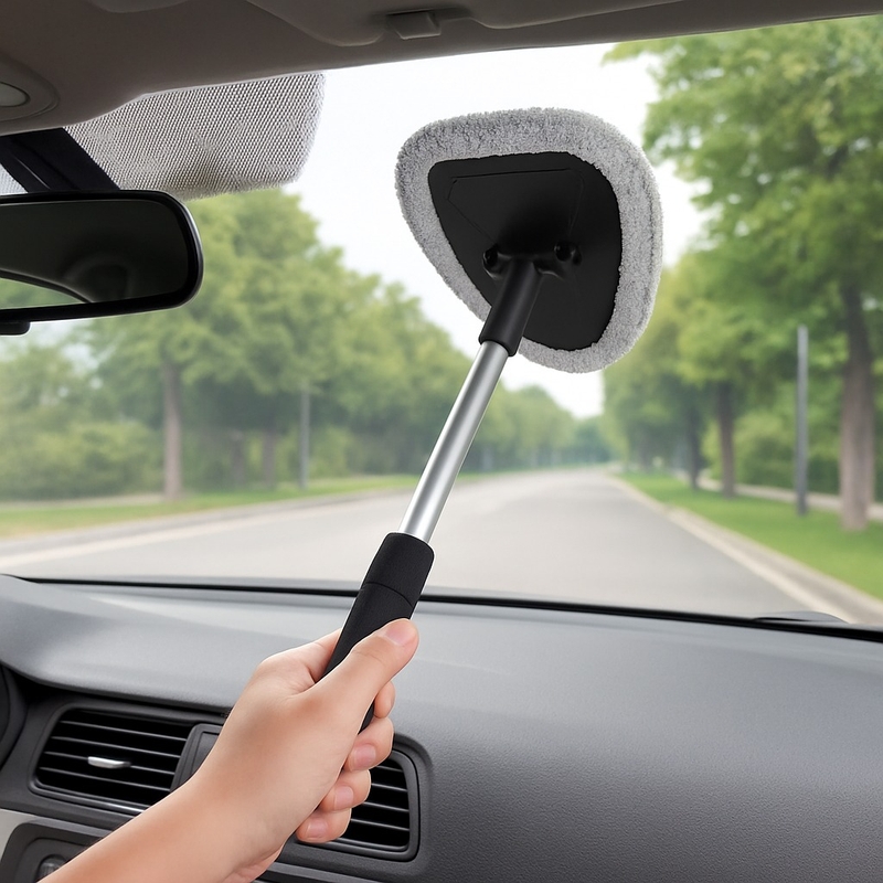 Microfiber Windshield Cleaning Brush – Extendable Car Glass Cleaning Tool