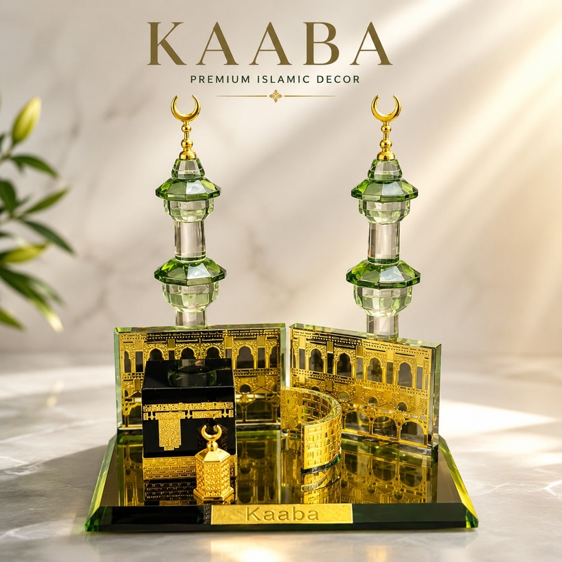 Premium Kaaba Crystal Showpiece – Islamic Car Dashboard & Home Decor