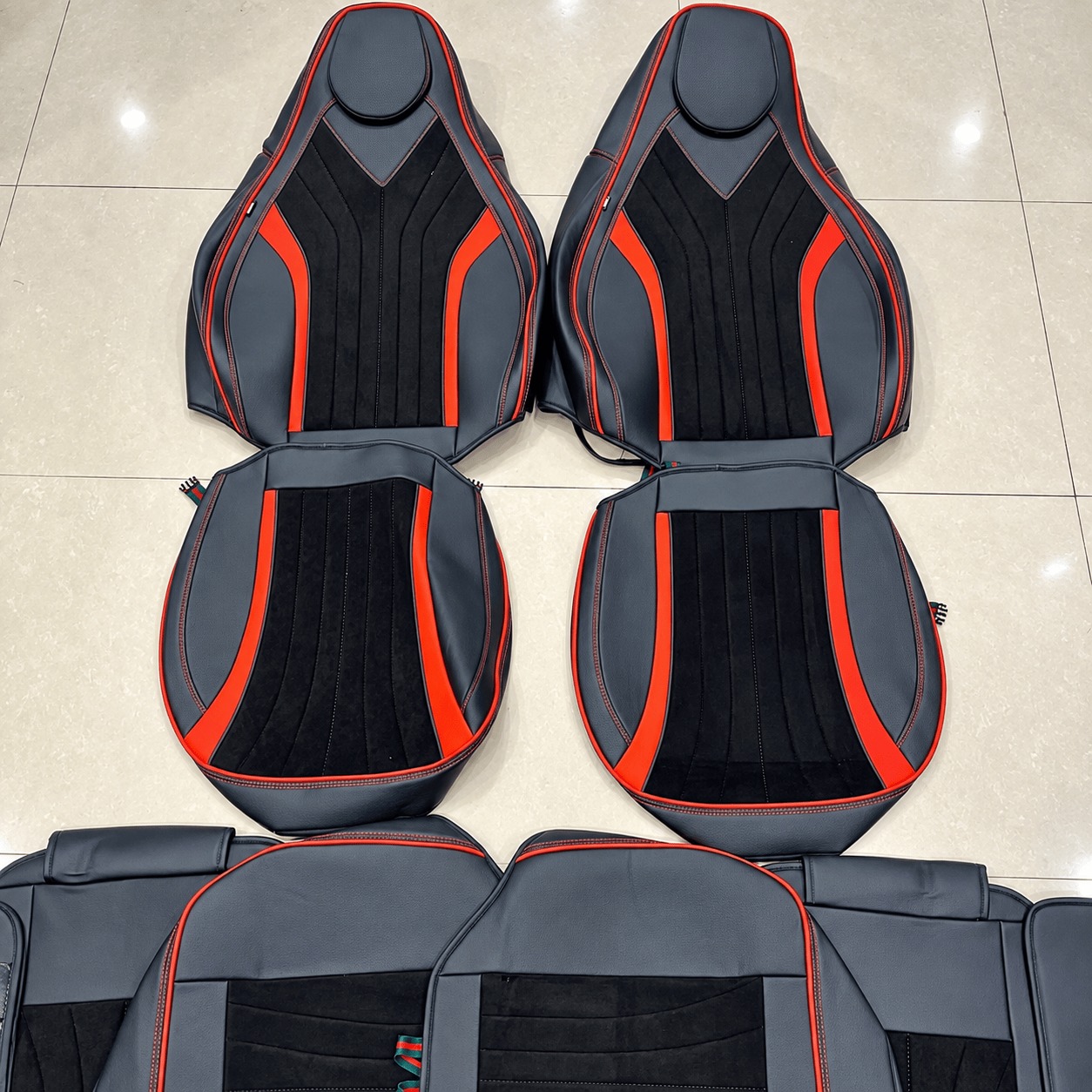 Universal Premium Car Seat Covers Fixed Neck Full Set – Luxury Leather & Suede, Full Seat Protection